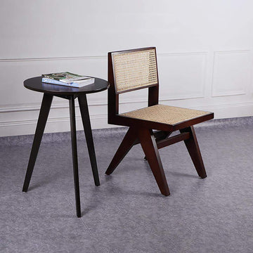 Modern Black Accent Chair with Rattan & Ash Wood-Richsoul-Chairs & Recliners,Furniture,Living Room Furniture